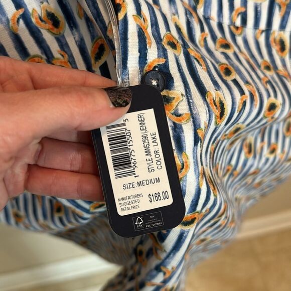 NWT Johnnie-O Jenner Top Shelf Button Up Shirt in color Lake Medium - Picture 6 of 7